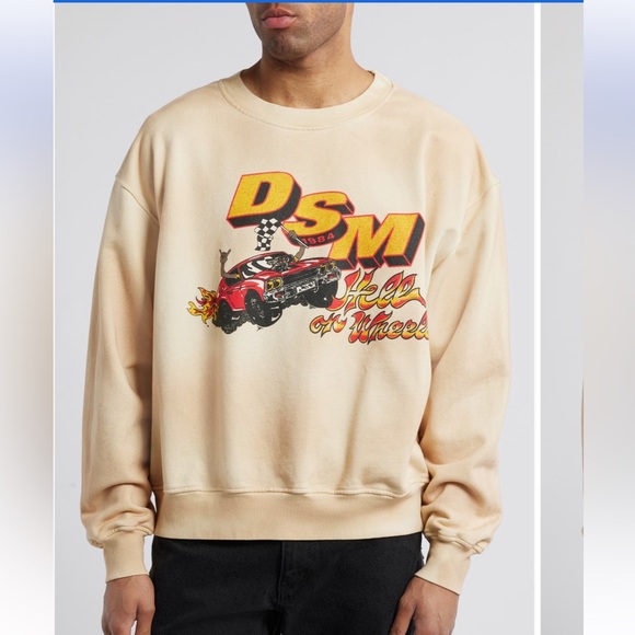 DIET STARTS MONDAY Hell on Wheels French Terry crewneck Sweatshirt large NWT - Picture 1 of 2